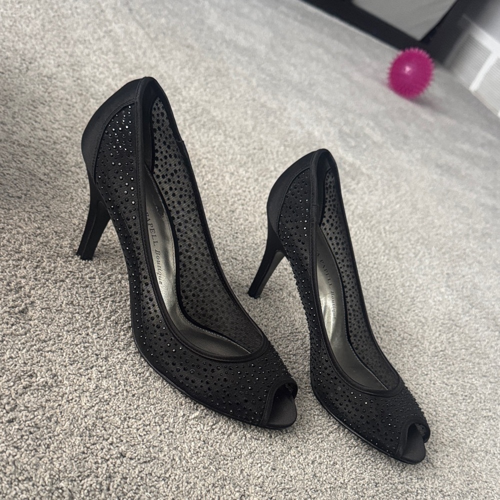 Elegant Black Peep-Toe Heels